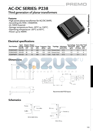 P238WD4DP2 datasheet - Third generation of planar transformers