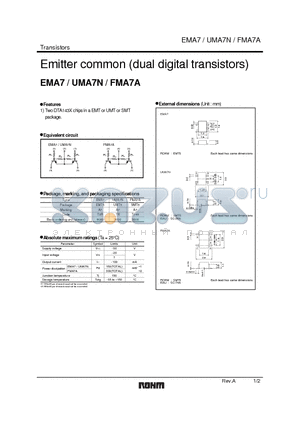 FMA7A datasheet - Emitter common (dual digital transistors)