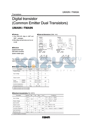 FMA9 datasheet - Digital transistor (Common Emitter Dual Transistors)