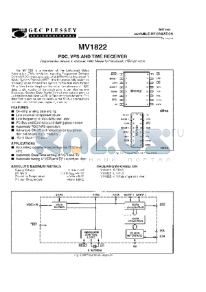MV1822 datasheet - PDC VPS AND TIME RECEIVER