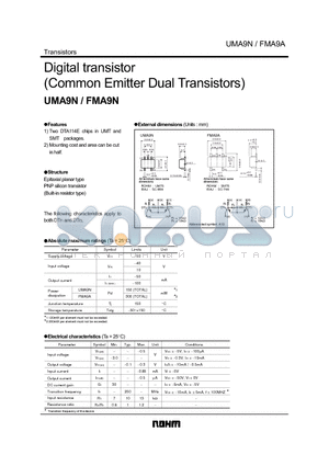FMA9A datasheet - Digital transistor (Common Emitter Dual Transistors)