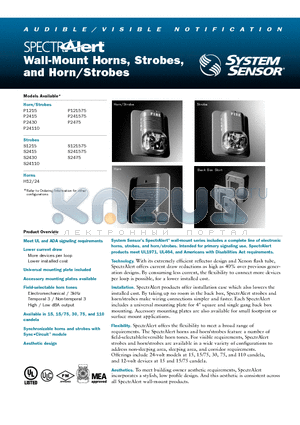 P24110 datasheet - Wall-Mount Horns, Strobes, and Horn/Strobes