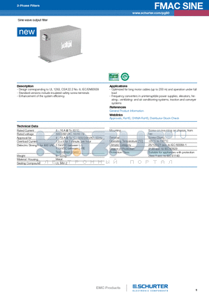 FMAC-0S2M-1262-A datasheet - Sine wave output filter