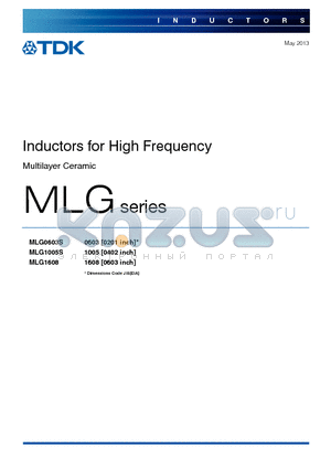 MLG0603SR10BT datasheet - SMD Inductors(Coils) For High Frequency(Multilayer)