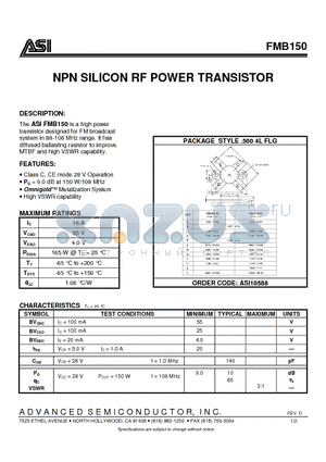 FMB150 datasheet - NPN SILICON RF POWER TRANSISTOR