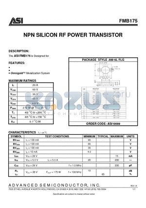 FMB175 datasheet - NPN SILICON RF POWER TRANSISTOR