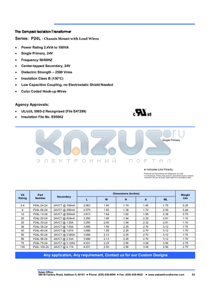 P24L-24-24 datasheet - The Compact Isolation Transformer