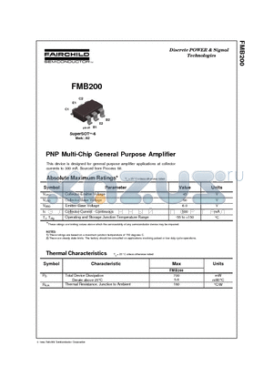 FMB200 datasheet - PNP Multi-Chip General Purpose Amplifier
