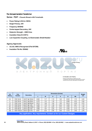P24T-100-24 datasheet - The Compact Isolation Transformer