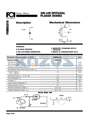 FMBBAS16 datasheet - 200 mW EPITAXIAL PLANAR DIODES