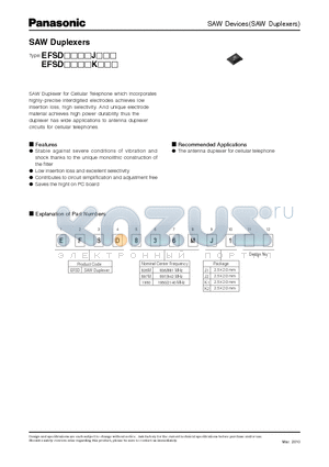 EFSD836MJ1 datasheet - SAW Devices(SAW Duplexers)