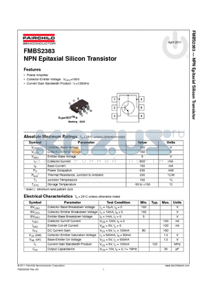 FMBS2383 datasheet - NPN Epitaxial Silicon Transistor