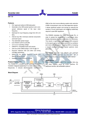 P2560B datasheet - Low Frequency EMI Reduction