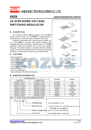 P2576 datasheet - 3A STEP-DOWN VOLTAGE SWITCHING REGULATOR