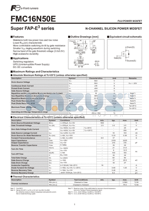 FMC16N50E datasheet - N-CHANNEL SILICON POWER MOSFET