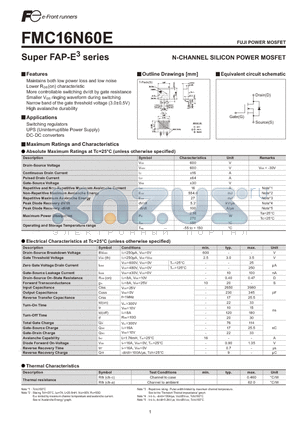 FMC16N60E datasheet - N-CHANNEL SILICON POWER MOSFET