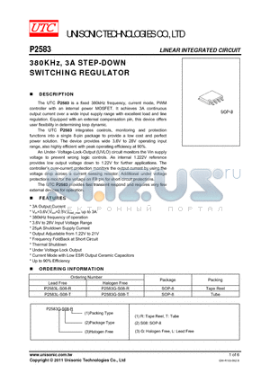 P2583G-S08-T datasheet - 380KHz, 3A STEP-DOWN SWITCHING REGULATOR