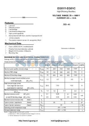 EG01Y datasheet - High Efficiency Rectifiers