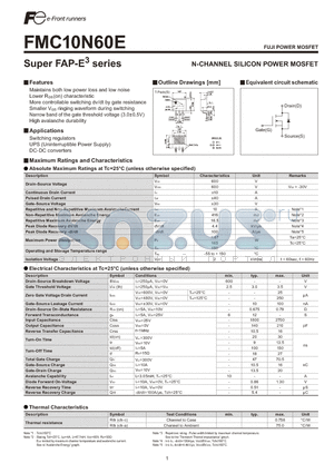 FMC10N60E datasheet - N-CHANNEL SILICON POWER MOSFETFeatures