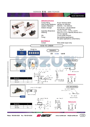 EG1201 datasheet - SLIDE SWITCHES