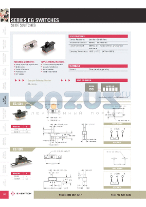 EG1218 datasheet - SLIDE SWITCHES