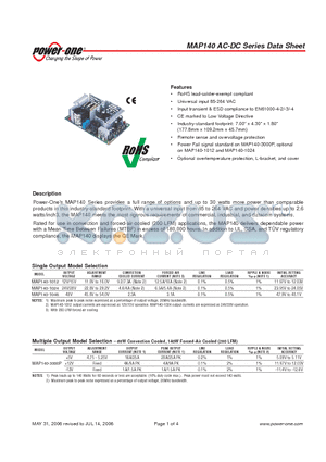 MAP140-1024 datasheet - a full range of options and up to 30 watts more power than comparable products in this industry-standard footprint.