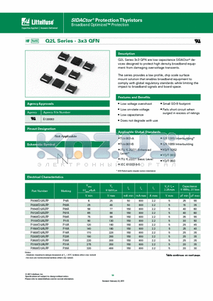 P2600Q12ALRP datasheet - Q2L Series 3x3 QFN are low capacitance SIDACtor^ devices designed to protect