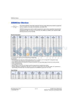 P2600SA datasheet - SIDACtor Device