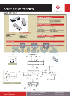 EG1380 datasheet - SLIDE SWITCHES