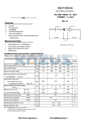 EG1Y datasheet - High Efficiency Rectifiers