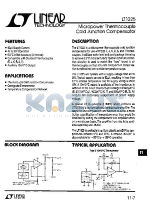 LT1025AMJ8 datasheet - Micropower Thermocouple Cold Junction Compensator