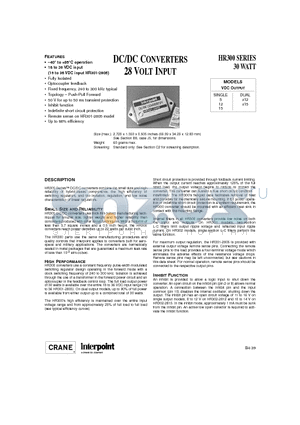 HR301-2812 datasheet - DC/DC CONVERTERS 28 VOLT INPUT