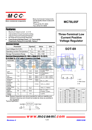 MC78L05F-TP datasheet - THREE-TERMINAL LOW CURRENT POSITIVE VOLTAGE REGULATOR