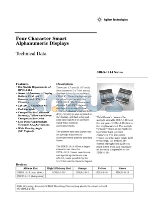 HDLY-1414 datasheet - Four Character Smart Alphanumeric Displays