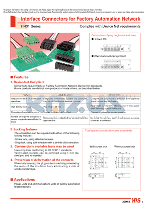 HR31-5.08R-5PD datasheet - Interface Connectors for Factory Automation Network