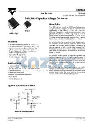 GS7660IS datasheet - Switched-Capacitor Voltage Converter