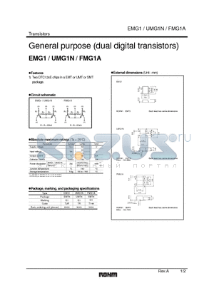 FMG1A datasheet - General purpose (dual digital transistors)