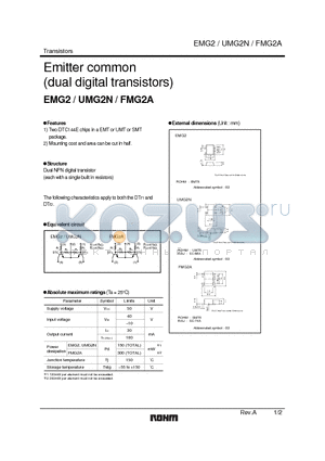 FMG2A datasheet - Emitter common (dual digital transistors)