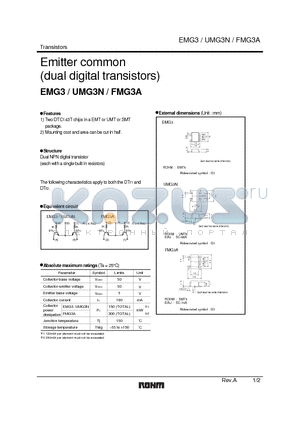 FMG3A datasheet - Emitter common (dual digital transistors)