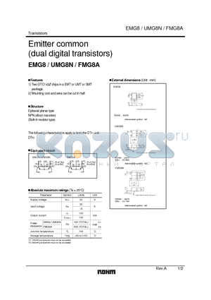 FMG8A datasheet - Emitter common (dual digital transistors)