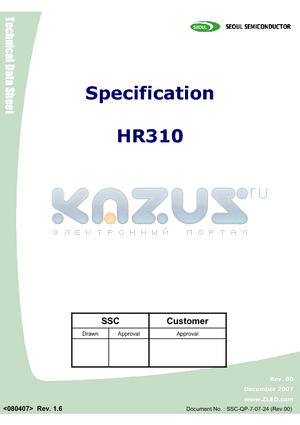 HR310 datasheet - RED HIGH FLUX LED