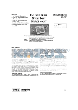 FMGA-461 datasheet - EMI INPUT FILTER 28 VOLT INPUT SURFACE MOUNT