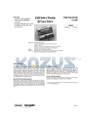 FMH-461/883 datasheet - EMI INPUT FILTER 28 VOLT INPUT