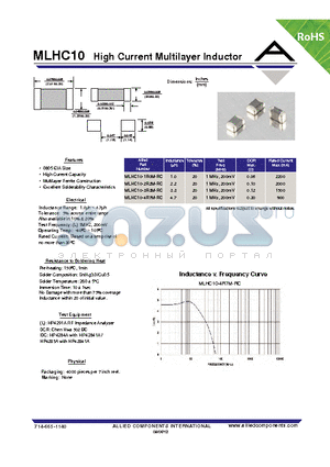 MLHC10 datasheet - High Current Multilayer Inductor