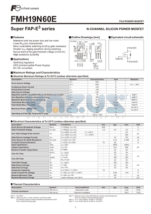 FMH19N60E datasheet - N-CHANNEL SILICON POWER MOSFETFeatures