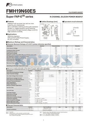 FMH19N60ES datasheet - N-CHANNEL SILICON POWER MOSFET