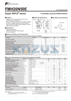 FMH20N50E datasheet - N-CHANNEL SILICON POWER MOSFET