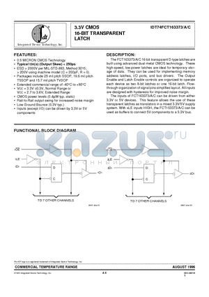 IDT74FCT163373APA datasheet - 3.3V CMOS 16-BIT TRANSPARENT LATCH