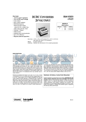 HR40 datasheet - DC/DC CONVERTERS 28 VOLT INPUT