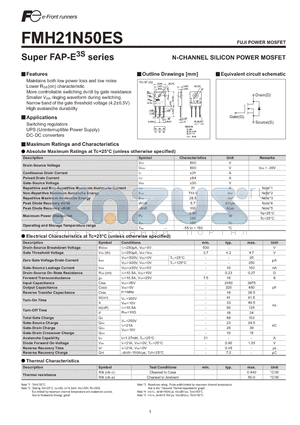 FMH21N50ES datasheet - N-CHANNEL SILICON POWER MOSFET
